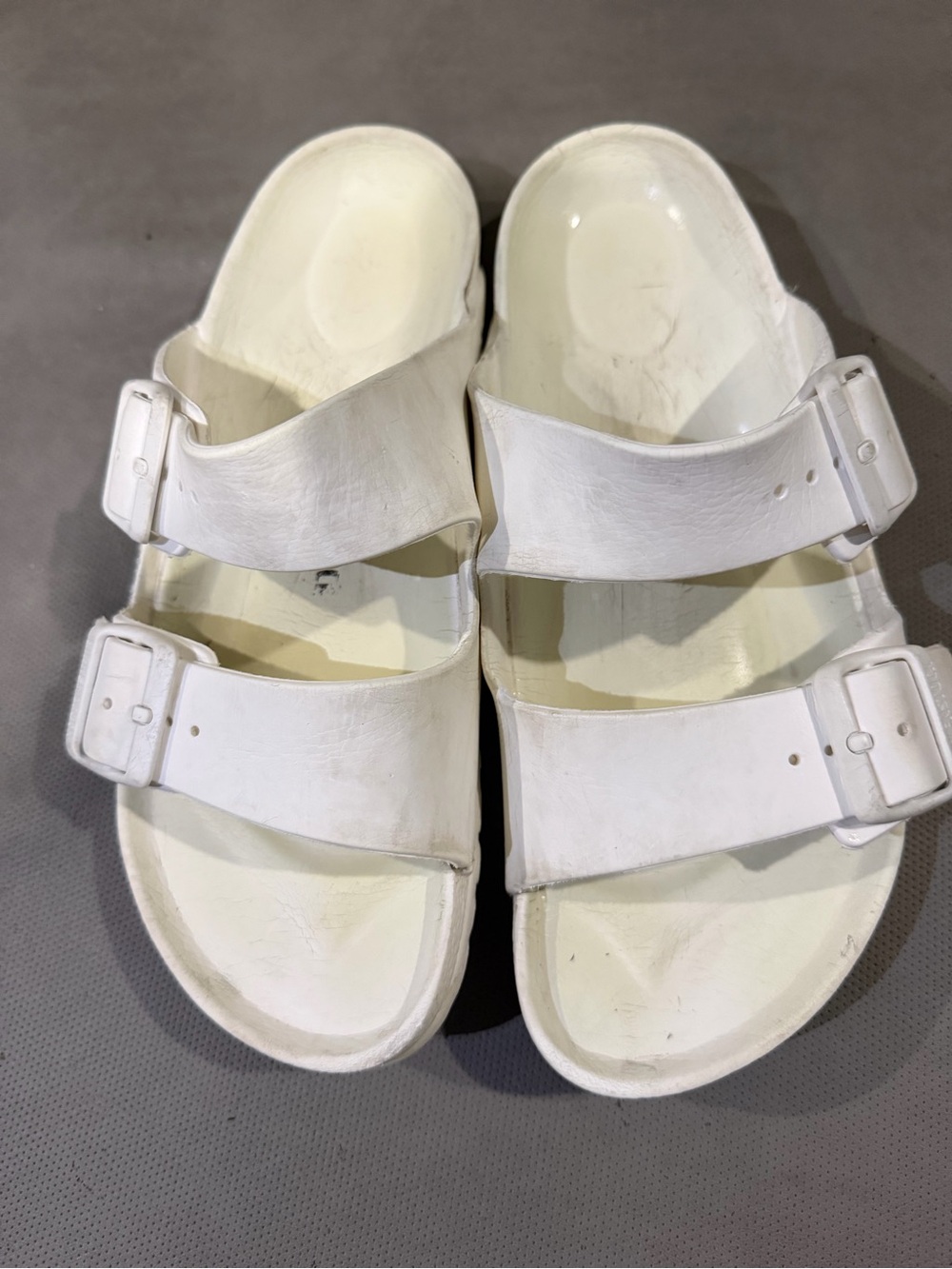Birkenstock White Double-Strap Slide Sandals